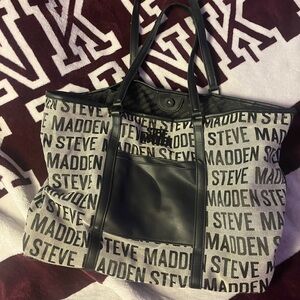 Steve Madden Black and White Logo Tote